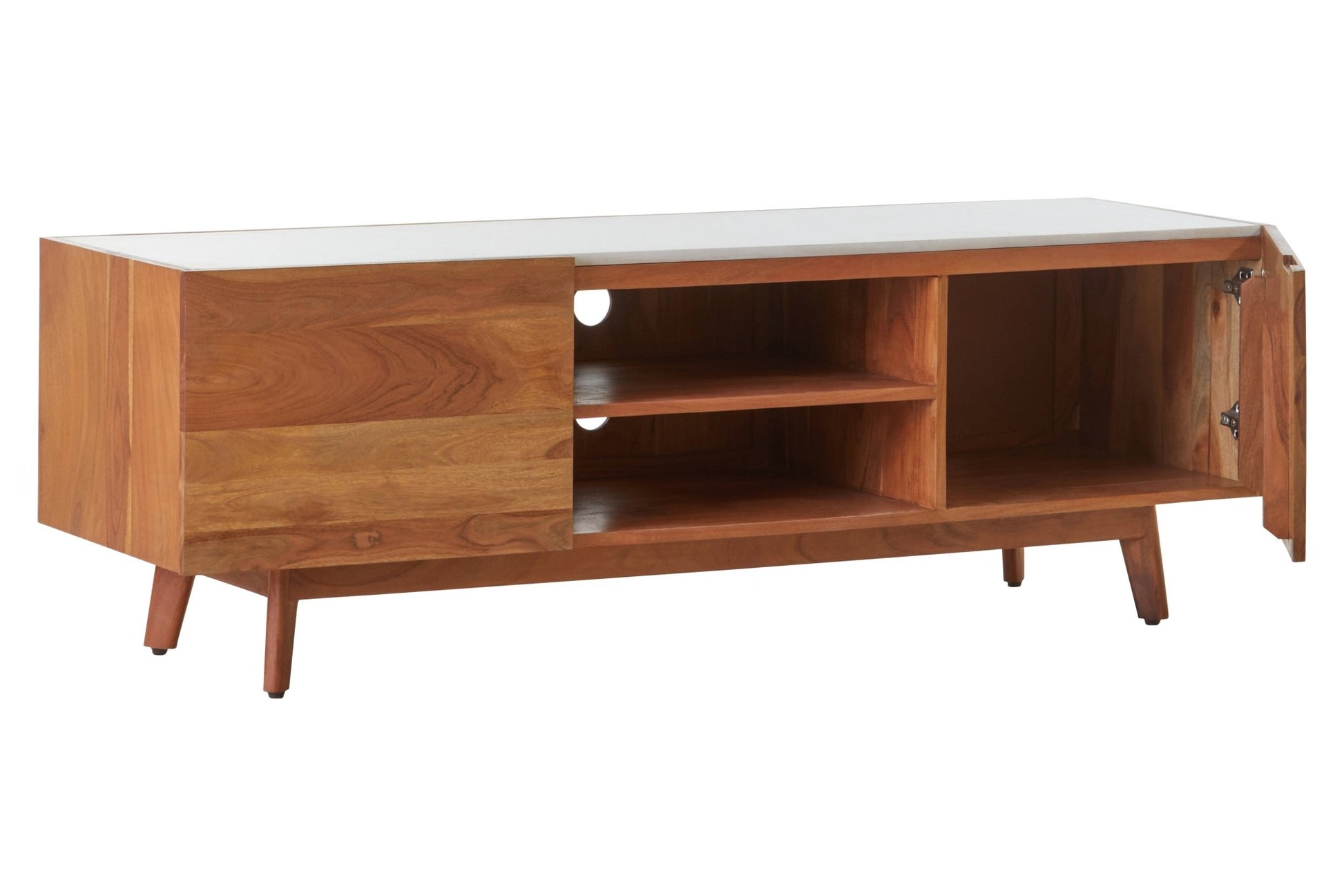Kiersten 2 Door White Marble Media Unit - Skandi London