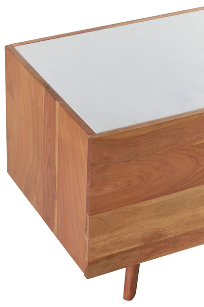 Kiersten 2 Door White Marble Media Unit - Skandi London