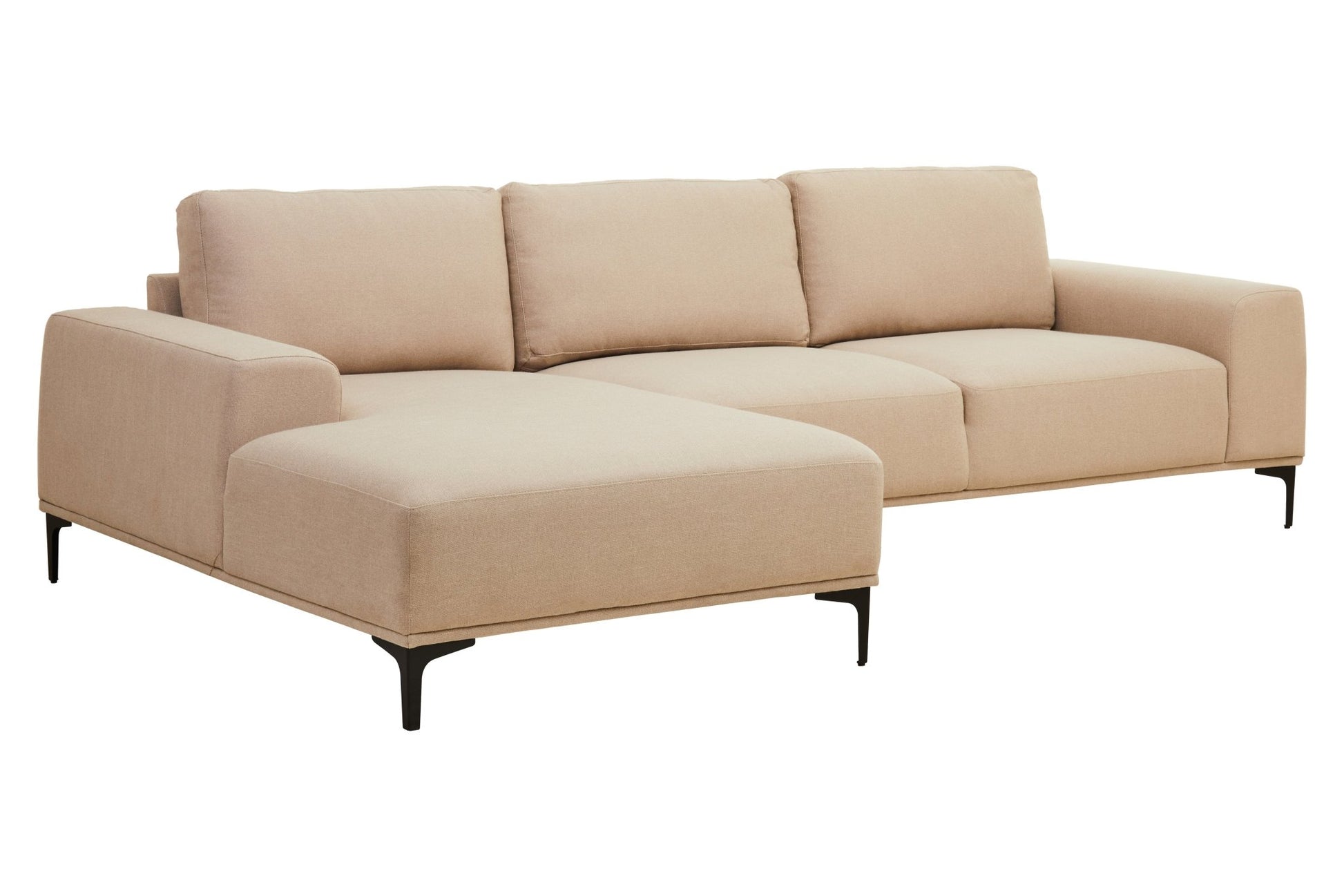 Rakel 3 Seat Natural Fabric Right Chaise Sofa - Skandi London