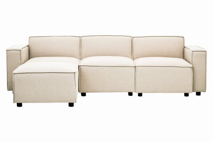 Rana Cream Fabric Left Arm Sofa - Skandi London