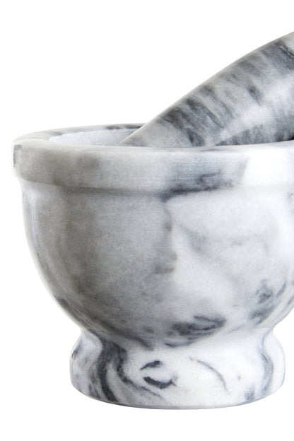 Mikele Grey Marble Mortar And Pestle With Rim - Skandi London