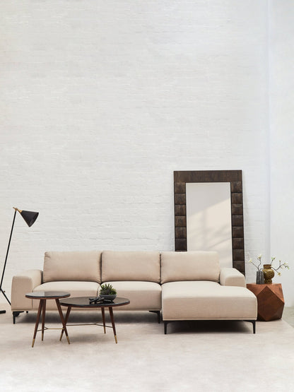 Rakel 3 Seat Natural Fabric Left Chaise Sofa - Skandi London