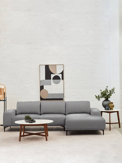 Rakel 3 Seat Grey Fabric Left Chaise Sofa - Skandi London