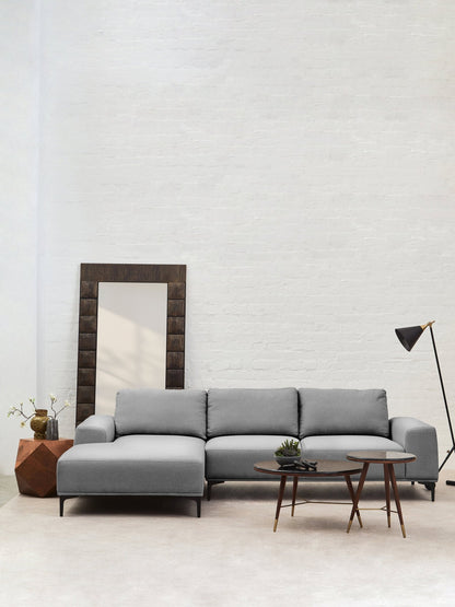 Rakel 3 Seat Grey Fabric Right Chaise Sofa - Skandi London