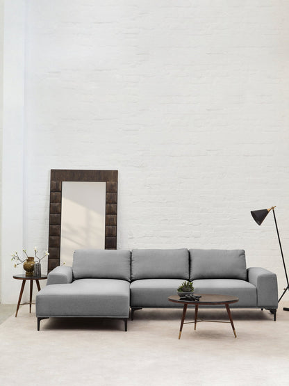 Rakel 3 Seat Grey Fabric Right Chaise Sofa - Skandi London