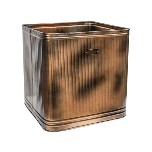 Outdoor Ulrica Square Copper Metal Planter - Large - Skandi London
