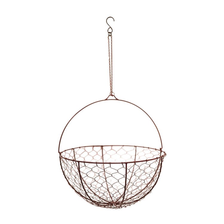 Outdoor Hanging Wired Netted Basket Bronze H40cm D40cm - Skandi London