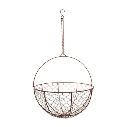 Outdoor Hanging Wired Netted Basket Bronze H40cm D40cm - Skandi London