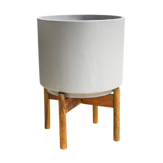 Vigo Concrete Grey Planter with Stand D28cm - Skandi London