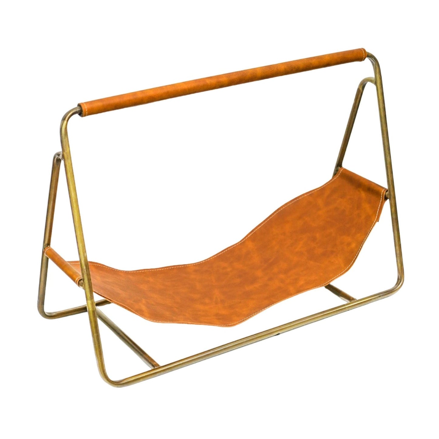 Hinn Brass Hanging Leather Log Holder - Skandi London