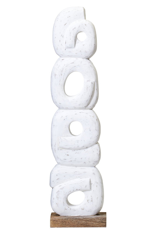 Eir Rustic White Mango Wood Ring Sculpture - Skandi London