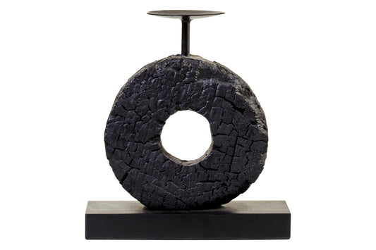 Eir Small Black Mango Wood Candle Holder - Skandi London