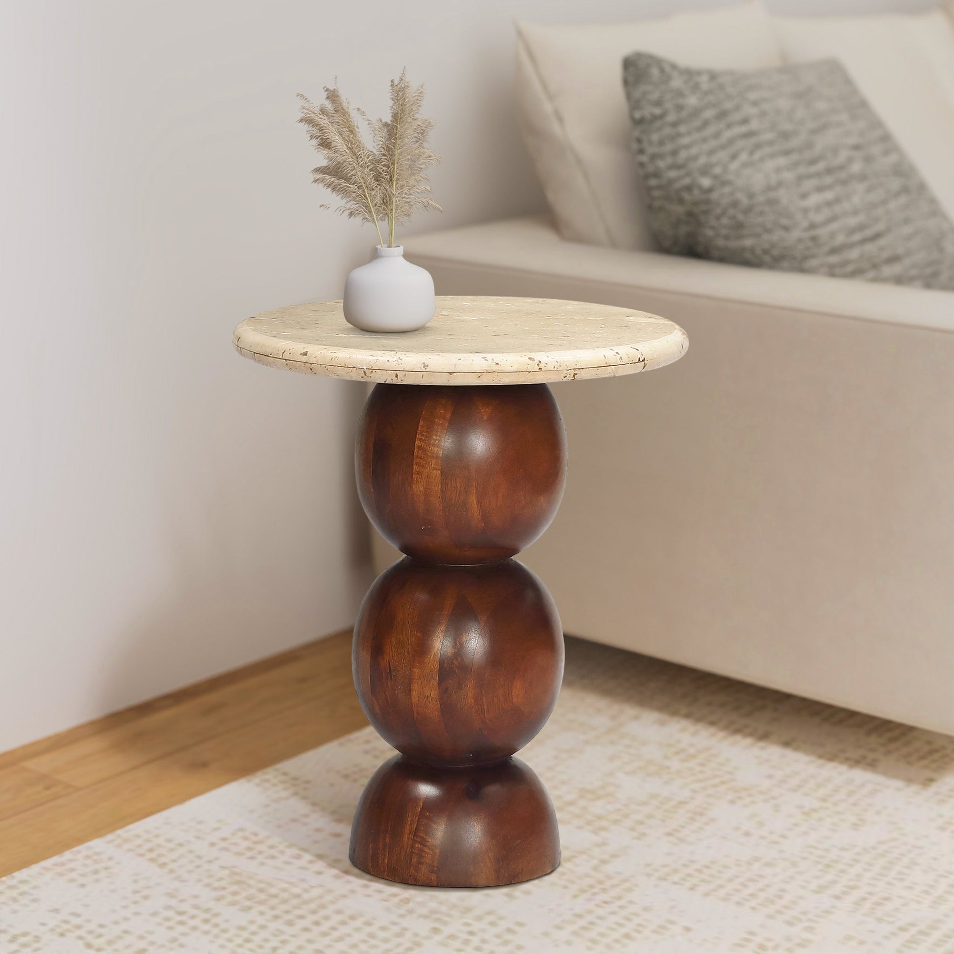 Clerkenwell Travertine Top End Table - Skandi London