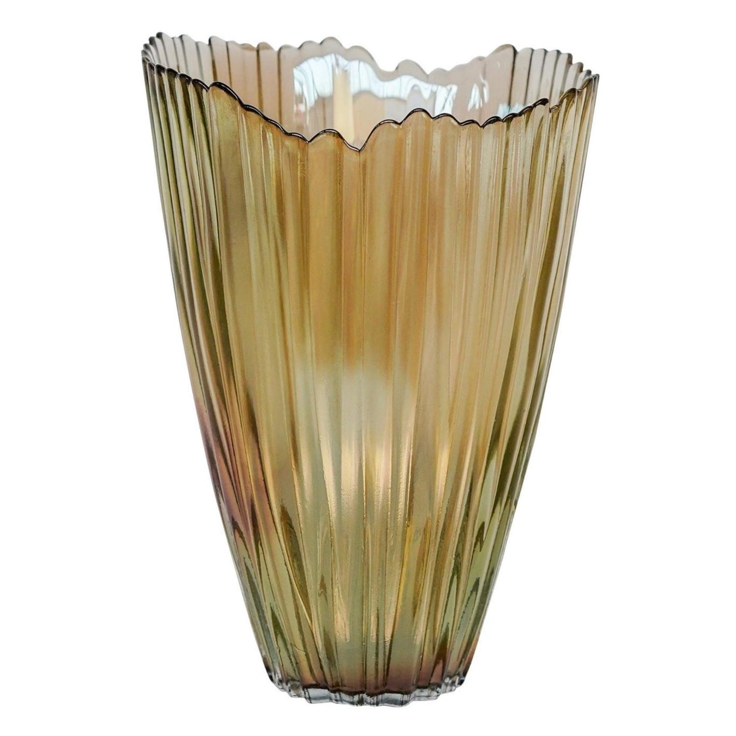 Hitra Mocha Rippled Glass Vase Medium - Medium - Skandi London