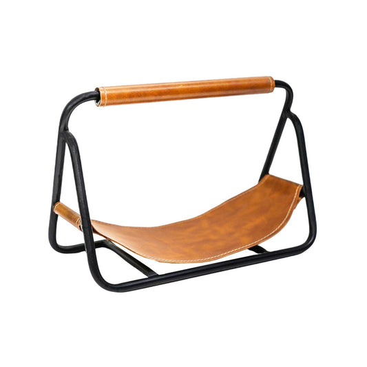 Hinn Black Hanging Leather Kindling Holder - Skandi London