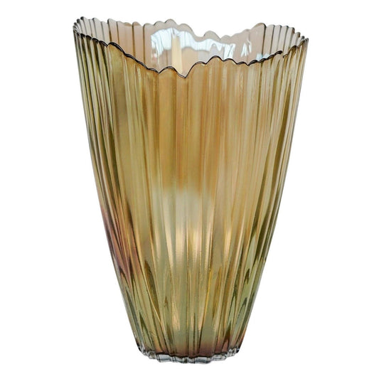 Hitra Mocha Rippled Glass Vase Large - Large - Skandi London