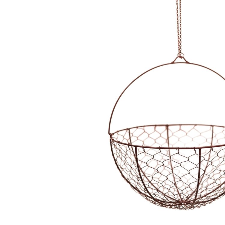 Outdoor Hanging Wired Netted Basket Bronze H40cm D40cm - Skandi London