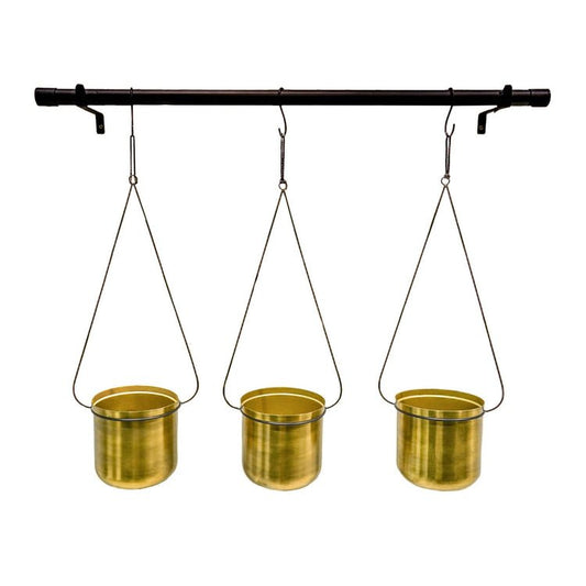 Linear Hanging Planters 81CM Black and Gold - Skandi London