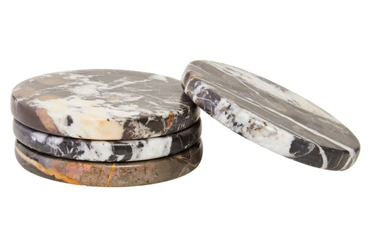 Vida Set Of Four Round Black Coasters - Skandi London