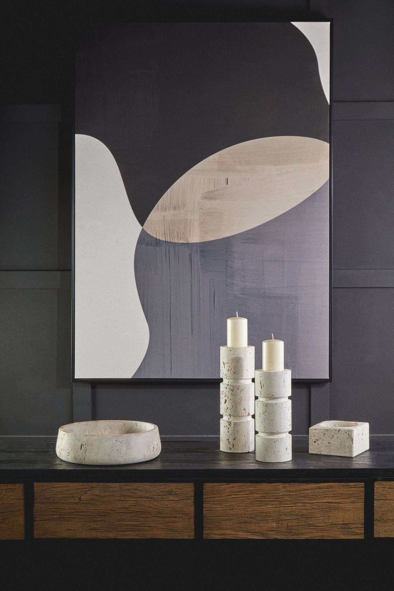 Ragnar Travertine Square Bowl - Skandi London