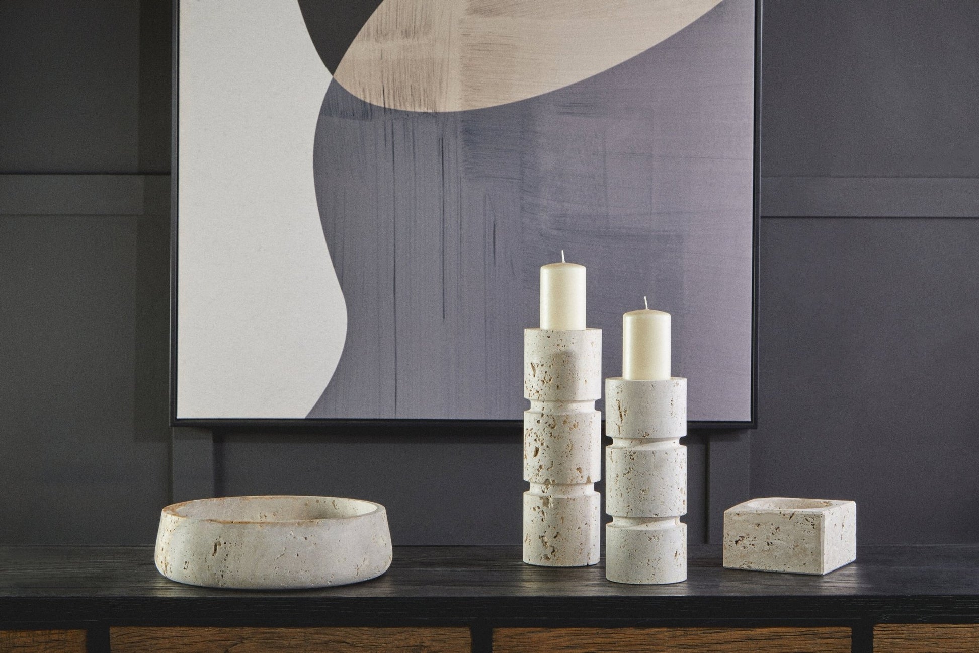 Ragnar Travertine Square Bowl - Skandi London