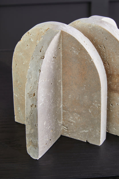Ragnar Travertine Set of Two Arched Bookends