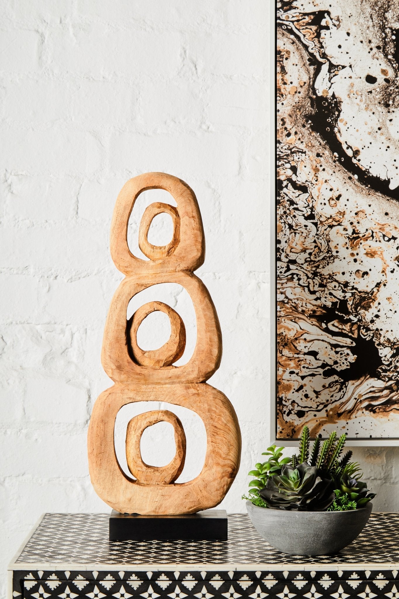 Eir Natural Mango Wood Ring Sculpture - Skandi London