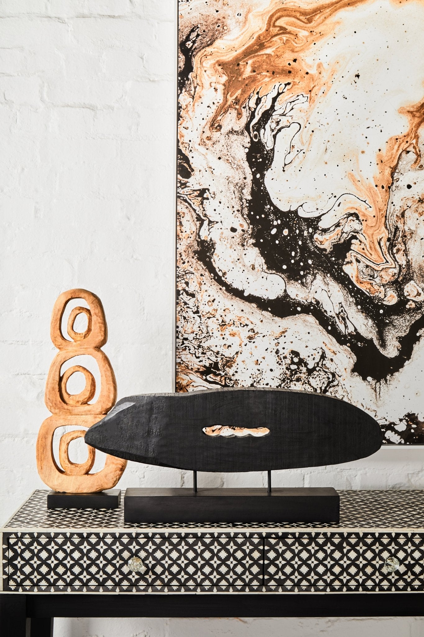 Eir Natural Mango Wood Ring Sculpture - Skandi London