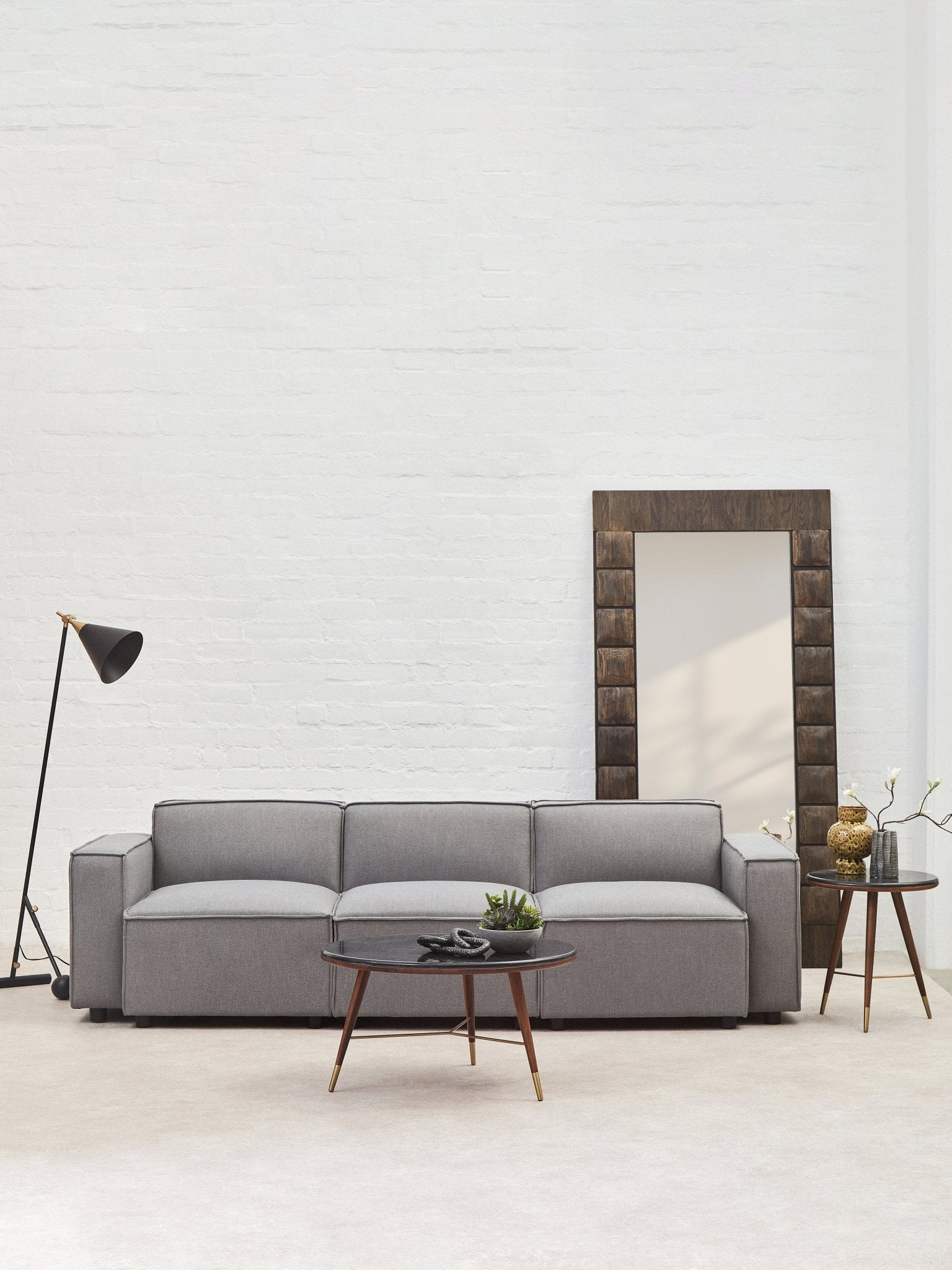 Rana Grey Fabric Armless Sofa - Skandi London