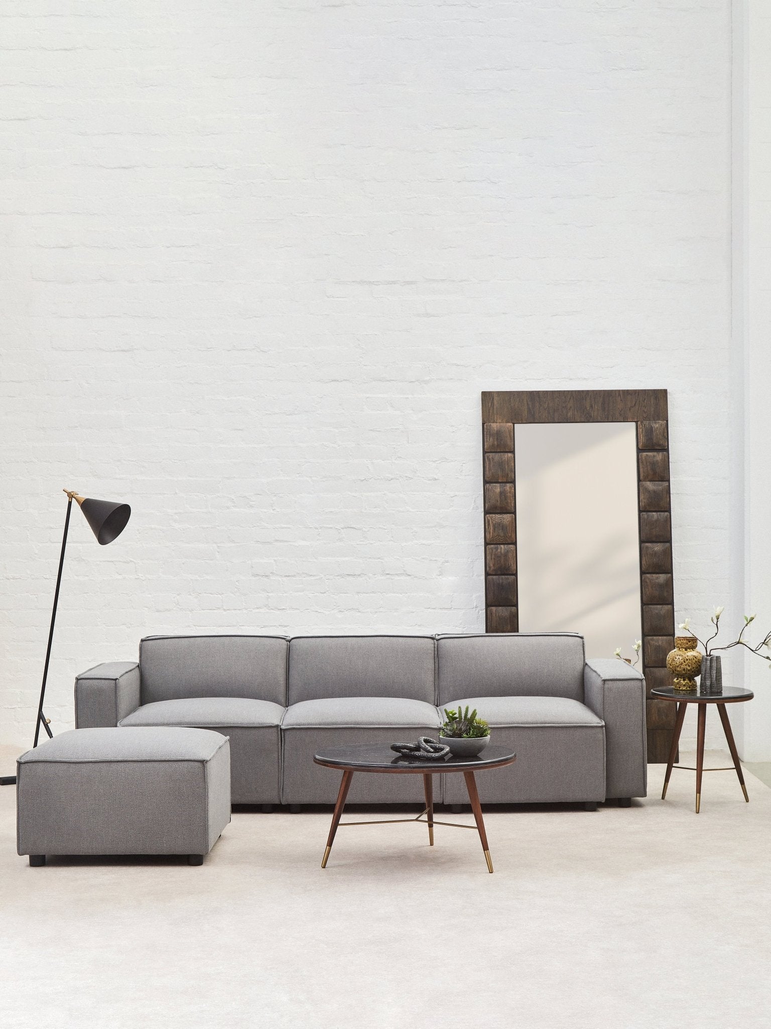 Rana Grey Fabric Armless Sofa - Skandi London
