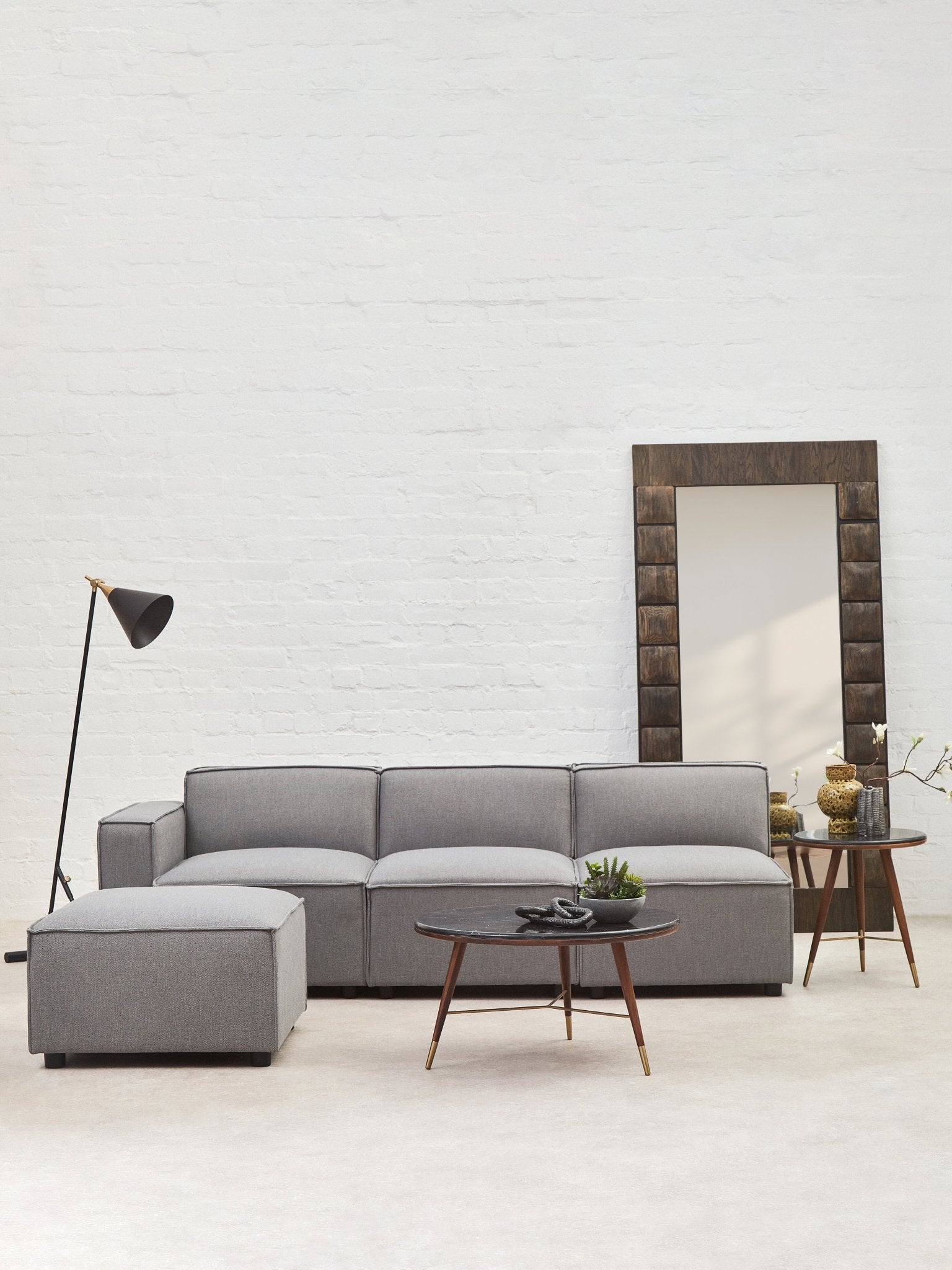 Rana Grey Fabric Armless Sofa - Skandi London