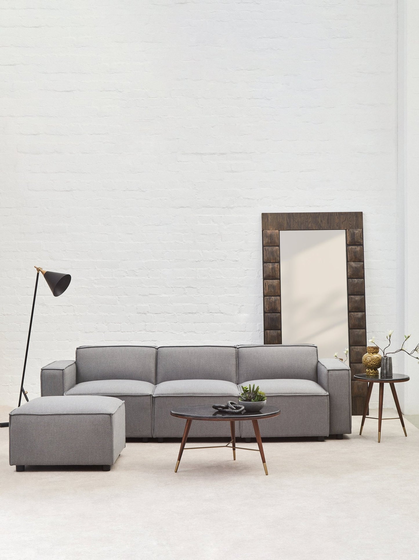 Rana Grey Fabric Sofa Ottoman - Skandi London