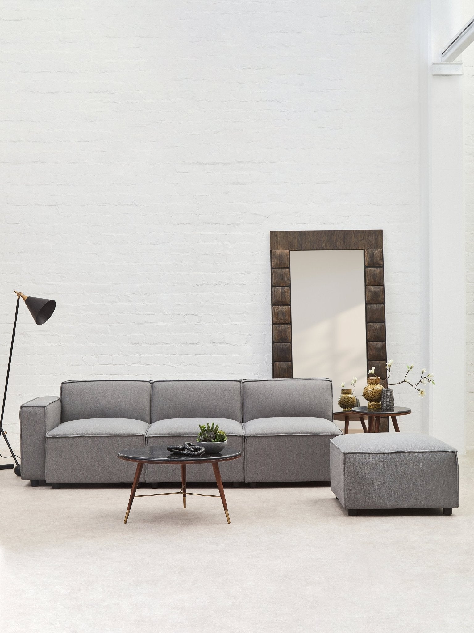 Rana Grey Fabric Sofa Ottoman - Skandi London