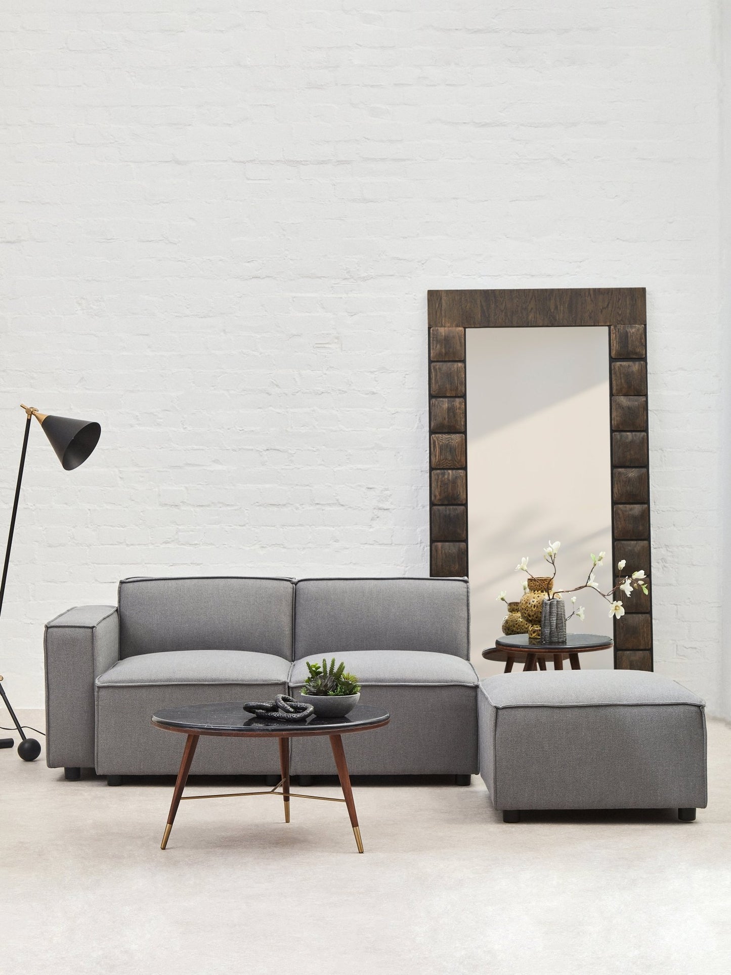 Rana Grey Fabric Sofa Ottoman - Skandi London