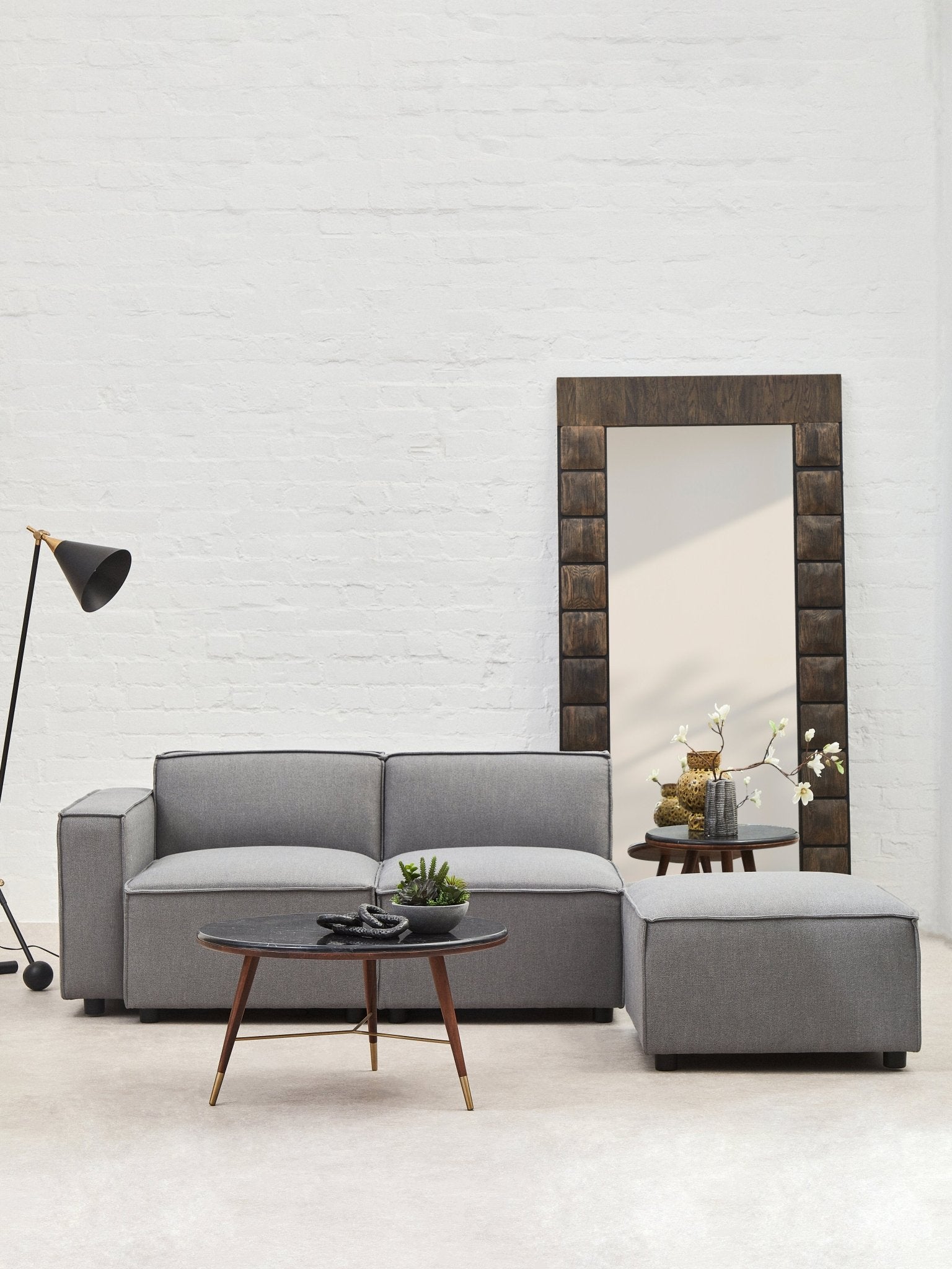 Rana Grey Fabric Sofa Ottoman - Skandi London