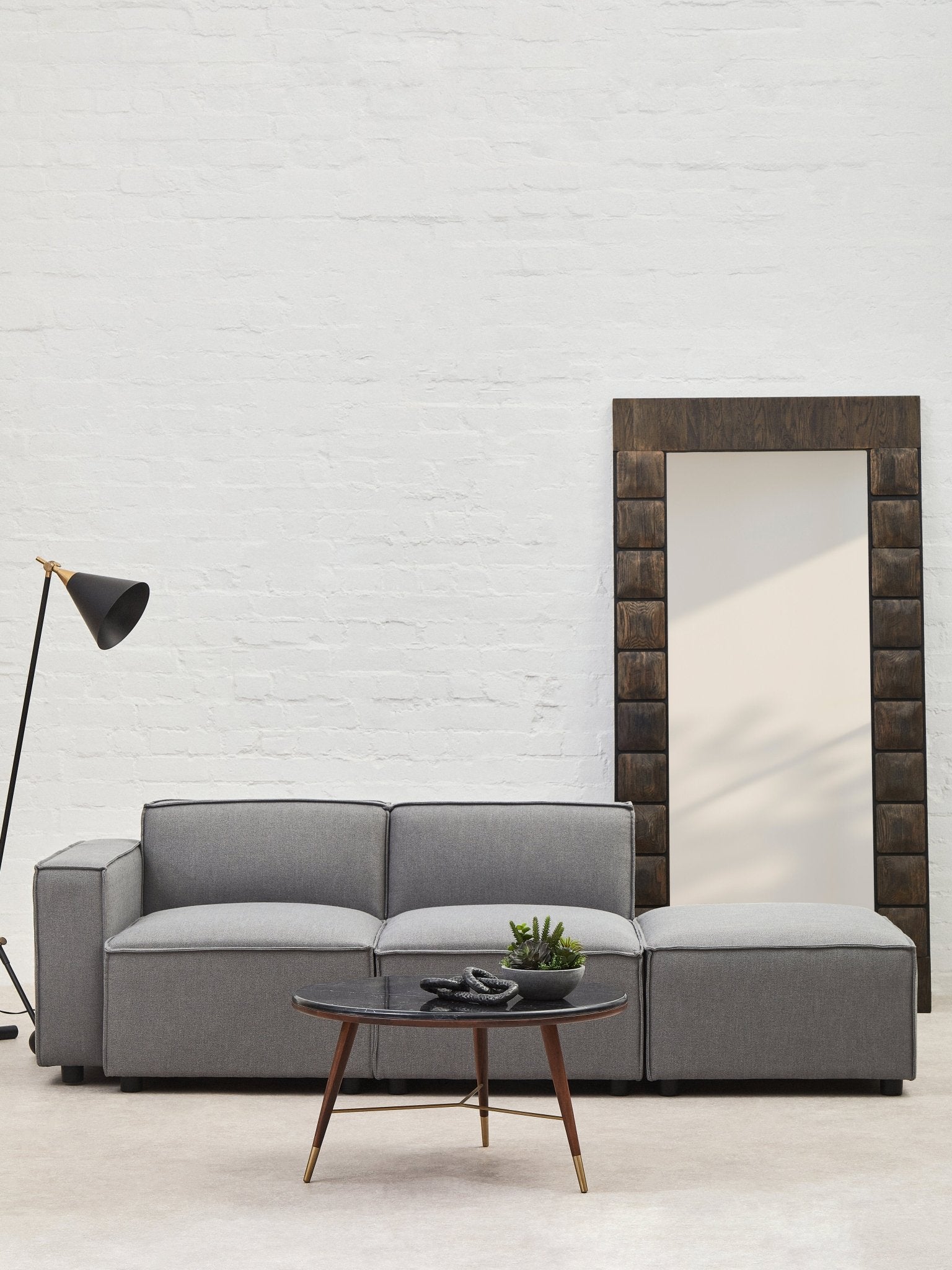 Rana Grey Fabric Sofa Ottoman - Skandi London