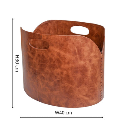 Hobro Tan Faux Leather Log Bucket - Skandi London