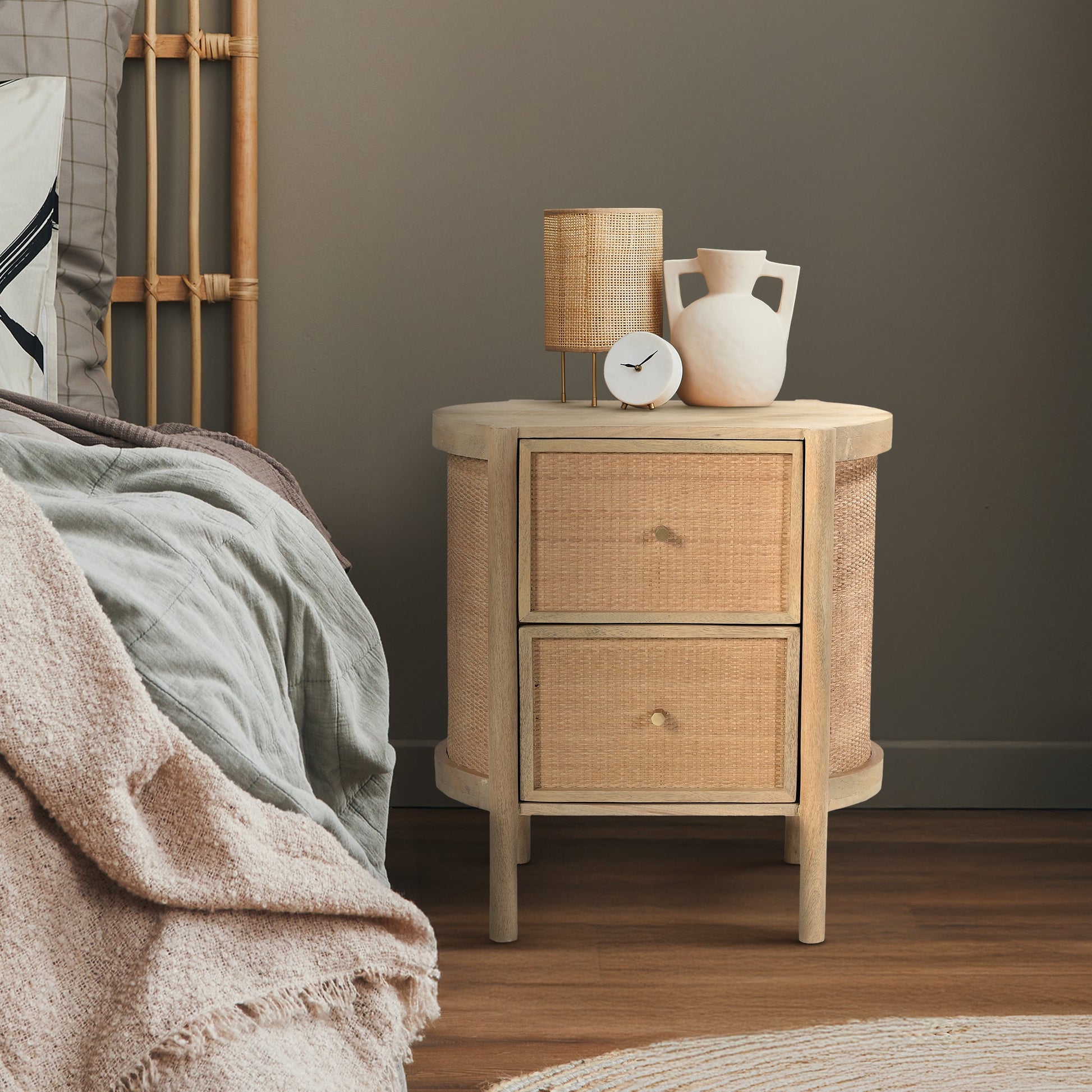 Vauxhall Two Drawer Bedside Table - Skandi London