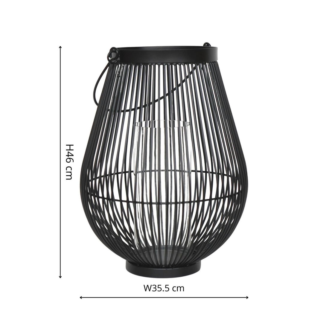 Tordis Lantern with Glass Insert Black - Large - Skandi London