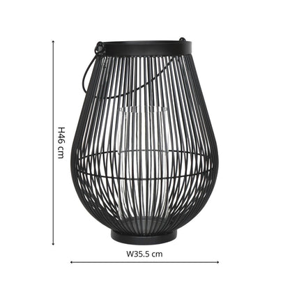 Tordis Lantern with Glass Insert Black - Large - Skandi London