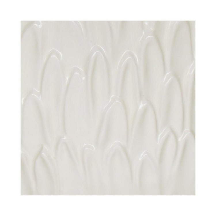 Arles Leaf Embossed White Planter H20Cm W22Cm - Skandi London