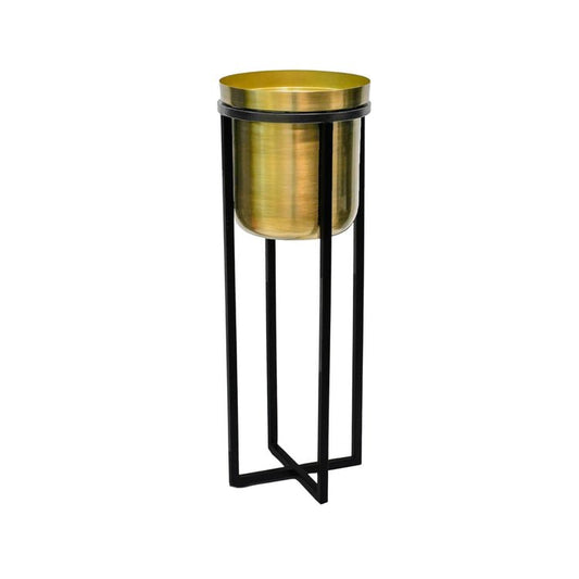 Calla Planter Stand Black/Antique Gold H58CM D22CM - Skandi London
