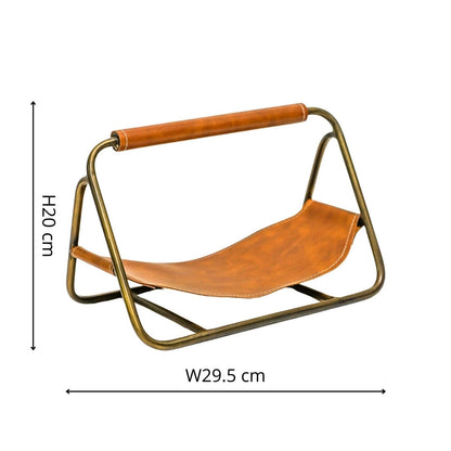 Hinn Brass Hanging Leather Kindling Holder - Skandi London