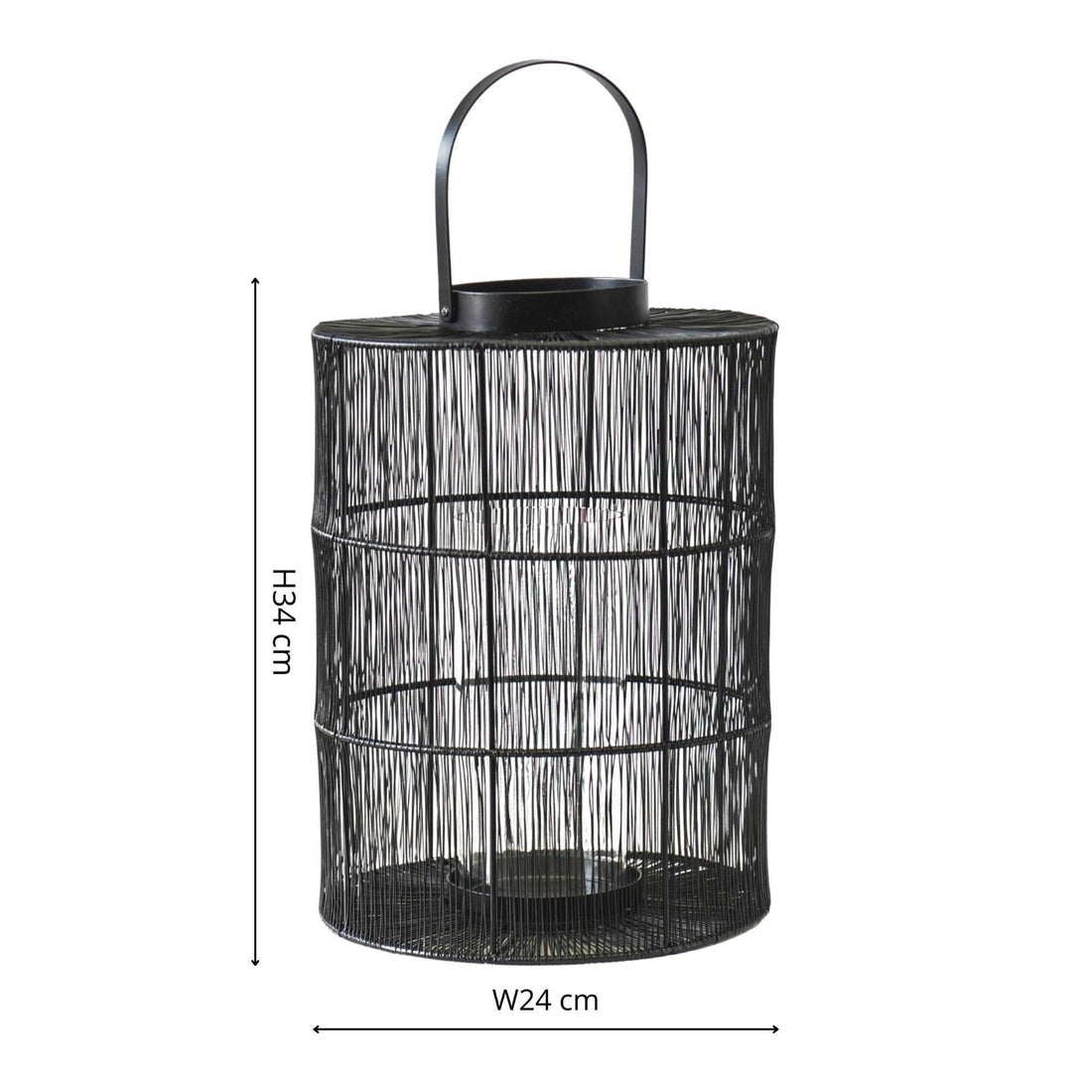 Vega Wirework Lantern with Glass Insert Black - Large - Skandi London