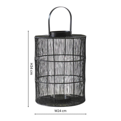 Vega Wirework Lantern with Glass Insert Black - Large - Skandi London