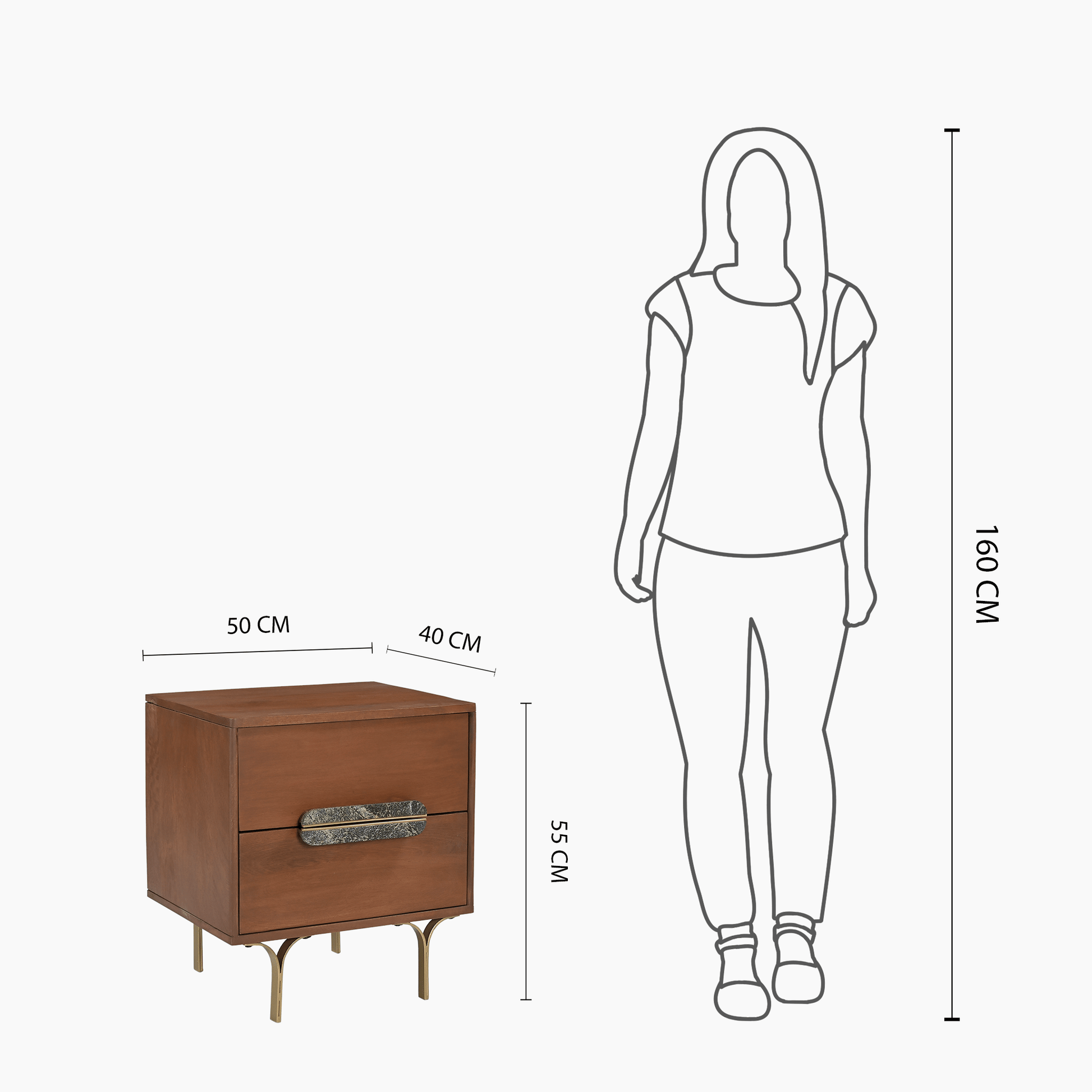 Westminster Two Drawer Bedside Table - Skandi London