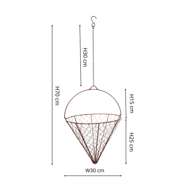 Outdoor Hanging Wired Netted Cone Bronze H40cm D30cm - Skandi London
