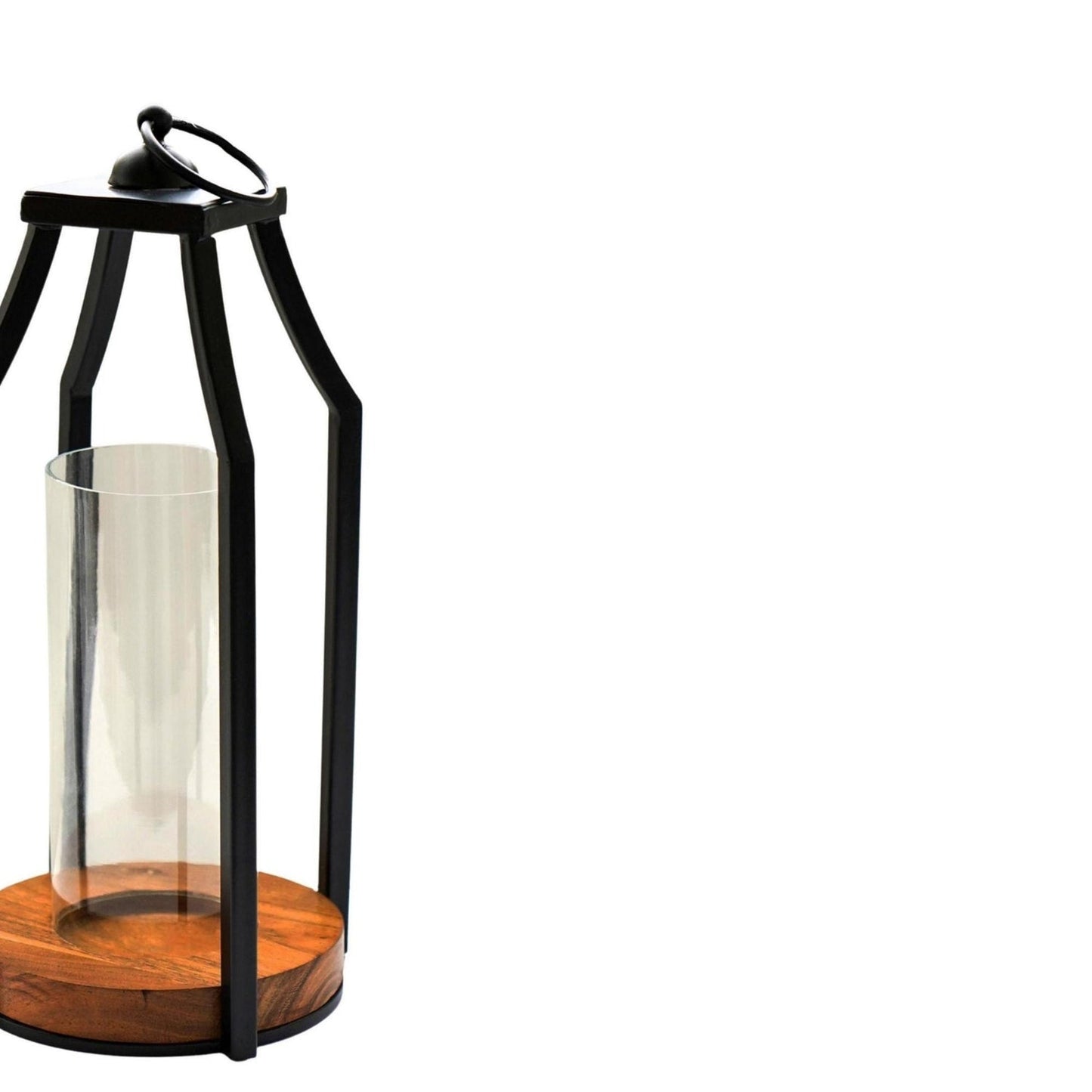 Grimstad Circular Base Lantern in Acacia Wood/Black Medium - Medium - Skandi London