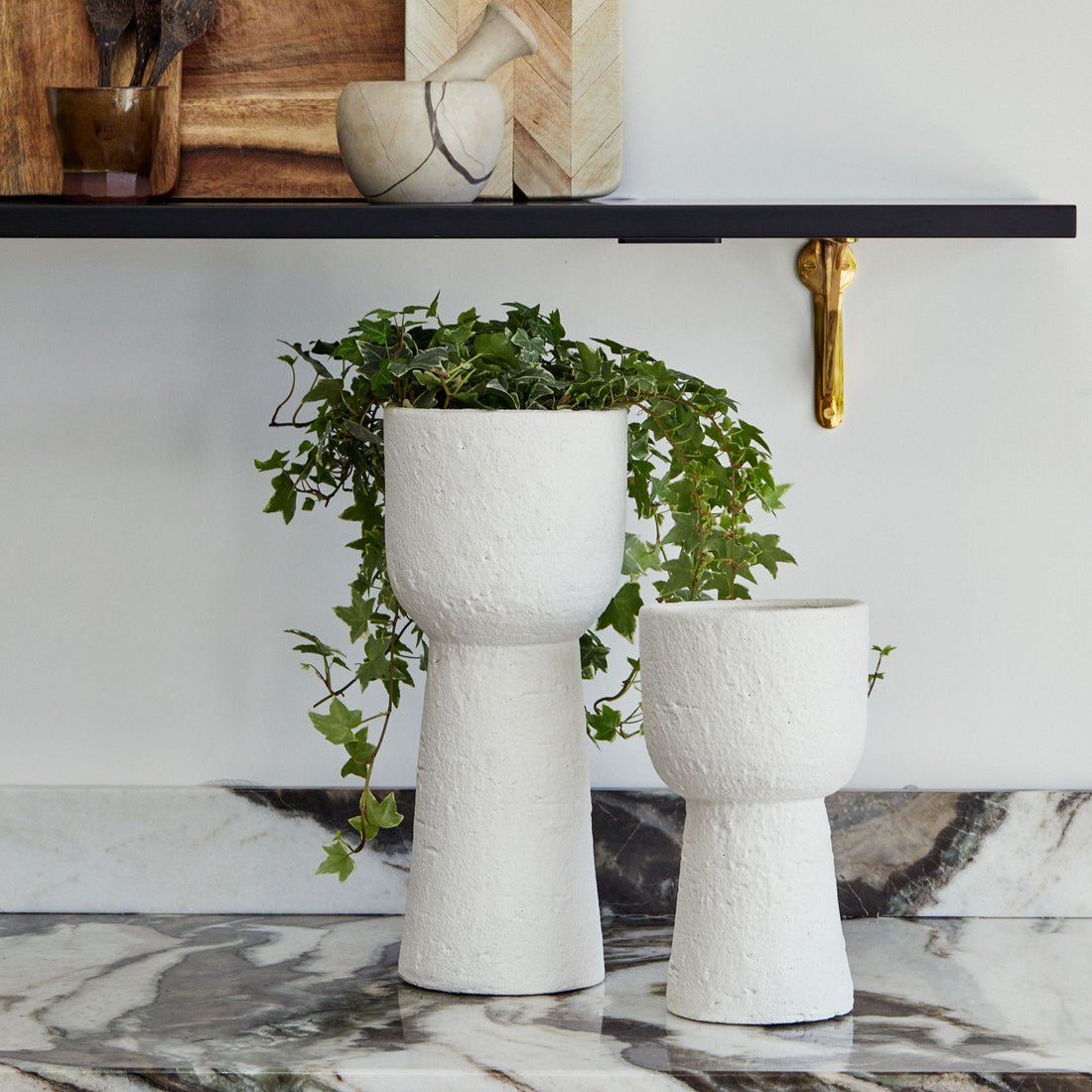 Suren Tall Planter Rustic White - Large - Skandi London