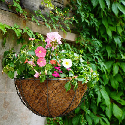 Outdoor Hanging Wired Netted Basket Zinc H40cm D40cm - Skandi London